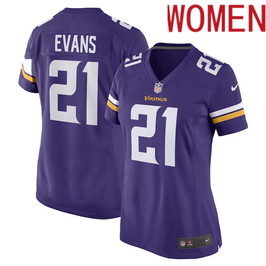 Women Minnesota Vikings #21 Akayleb Evans Nike Purple Game Player NFL Jersey->women nfl jersey->Women Jersey